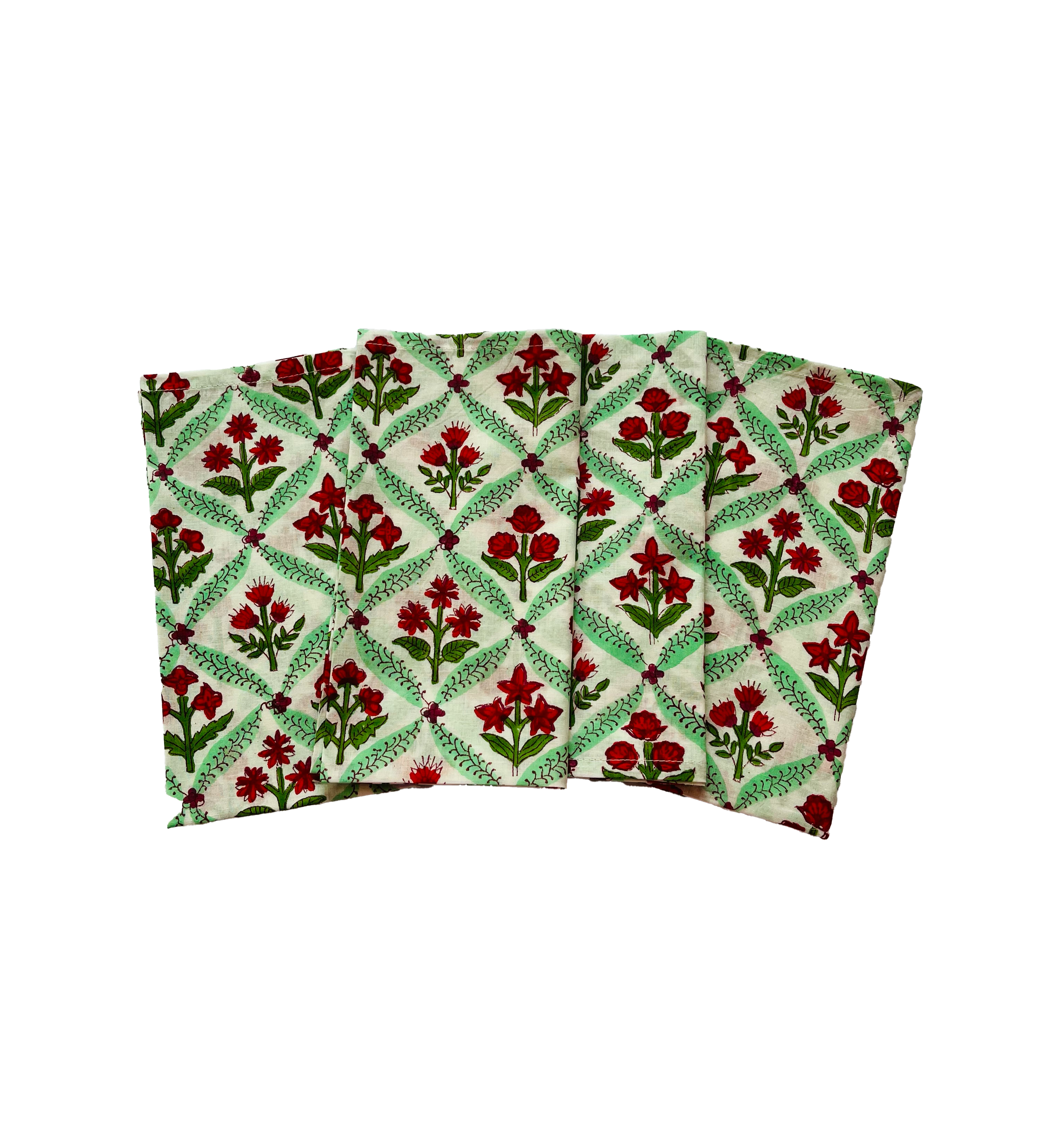 COTTON NAPKINS - RED TRELLIS