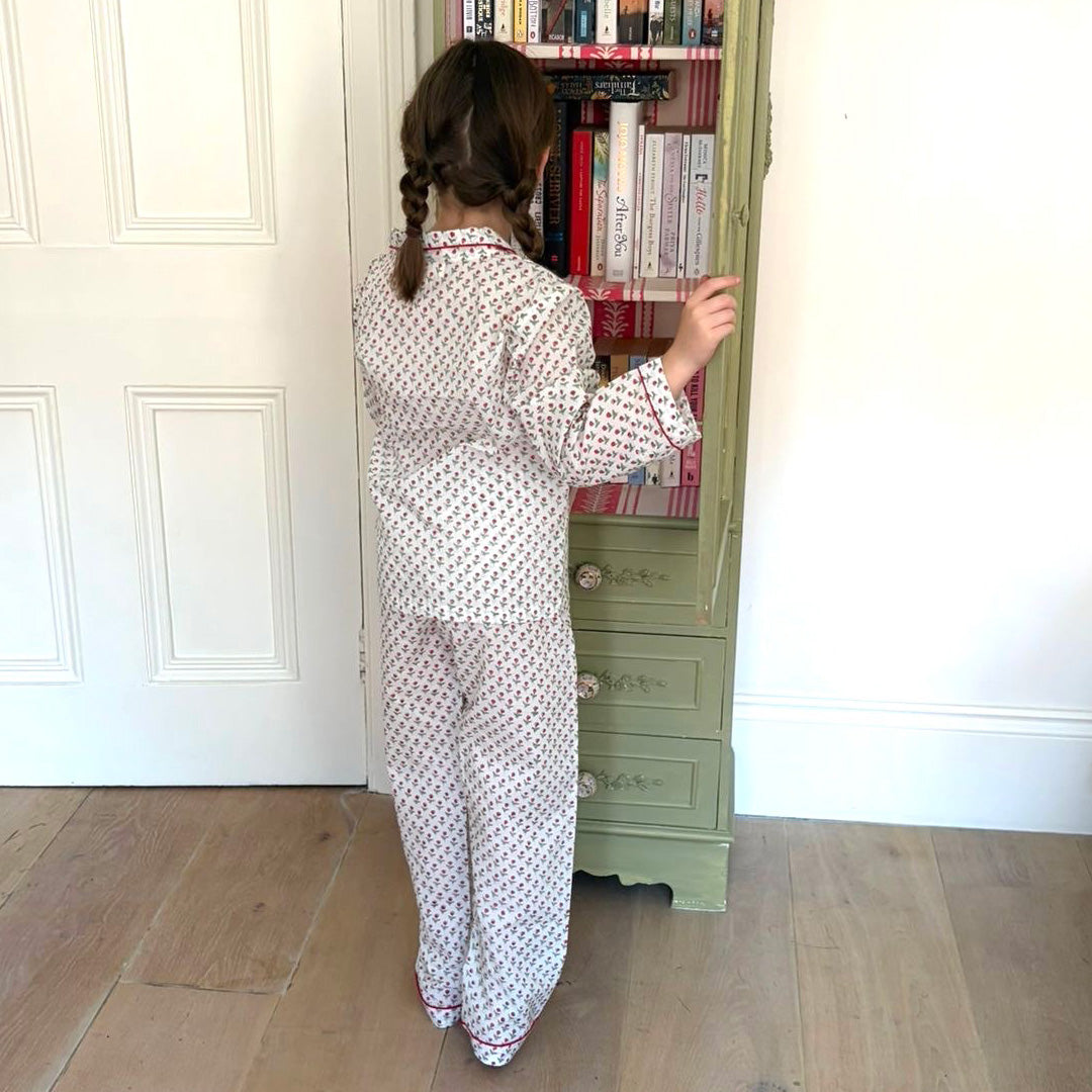 CHILDREN'S PYJAMAS - RED ROSEBUD