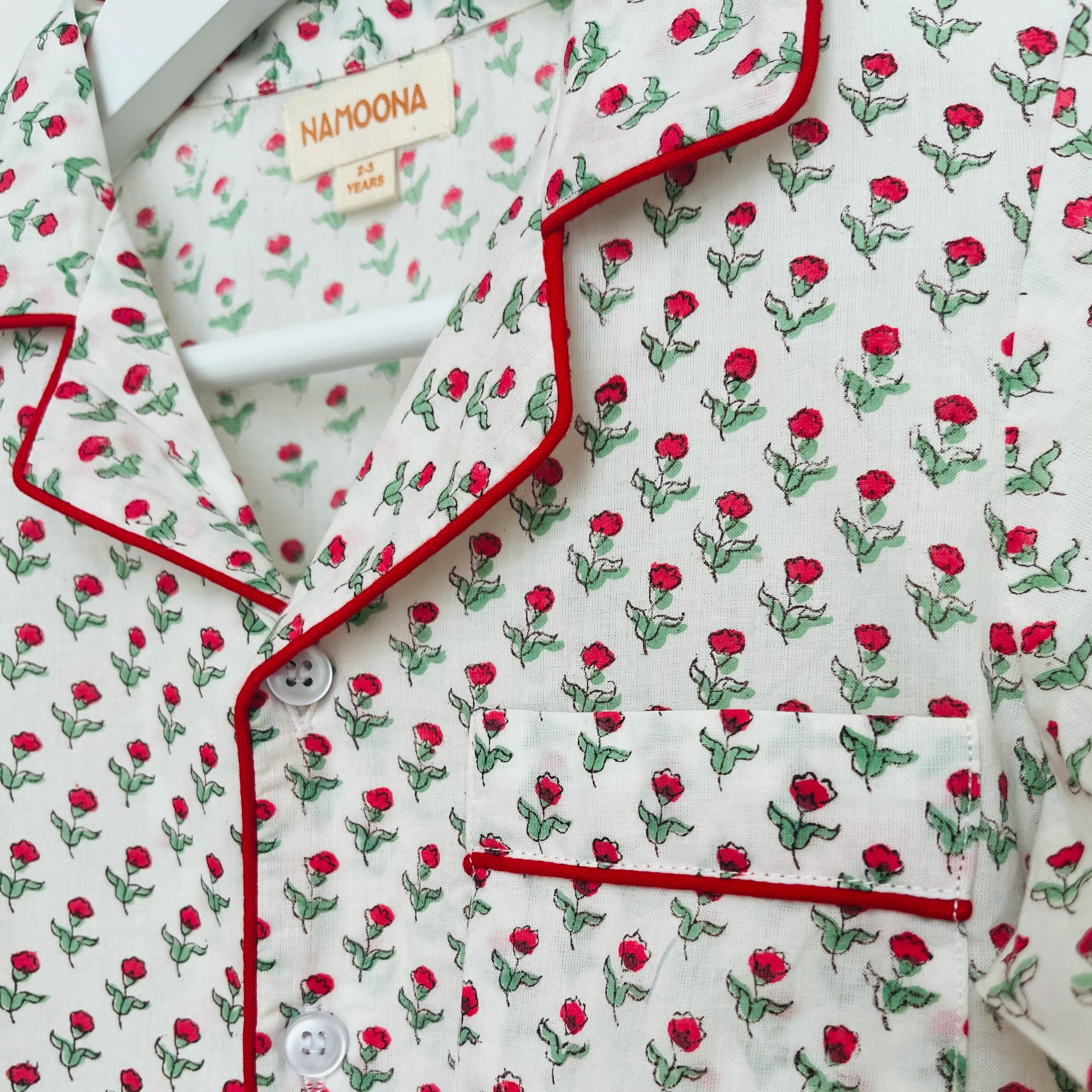 CHILDREN'S PYJAMAS - RED ROSEBUD