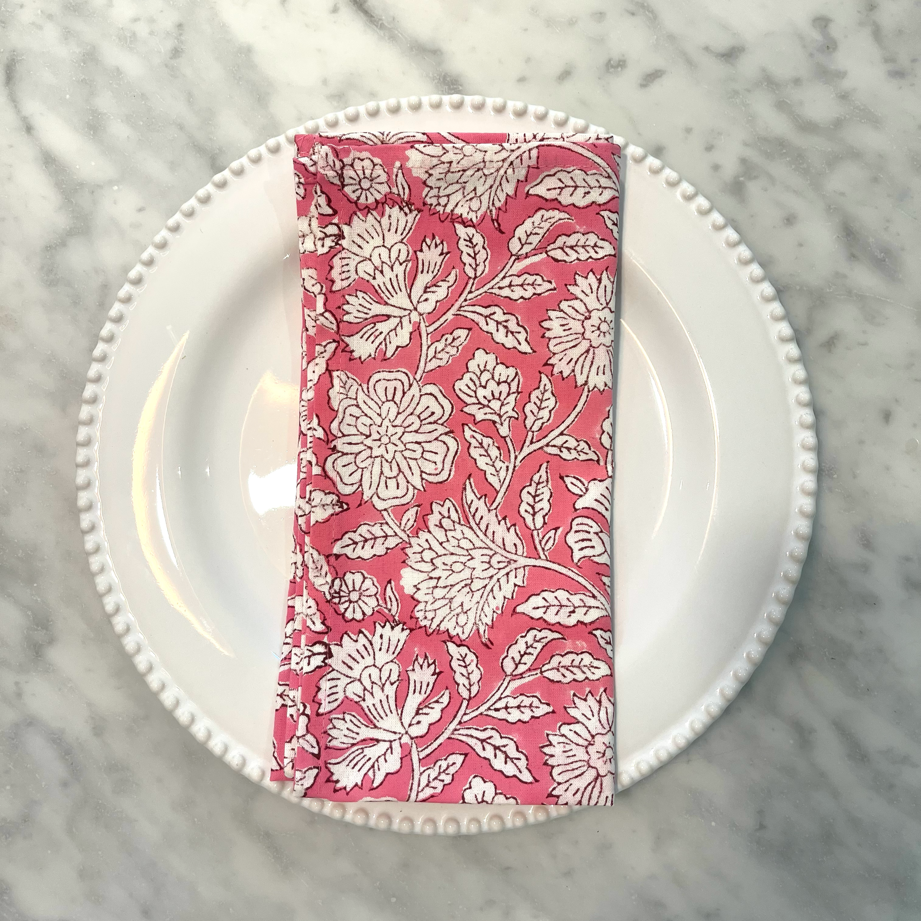 THICKER WEAVE NAPKINS - ROSE PINK FLORAL