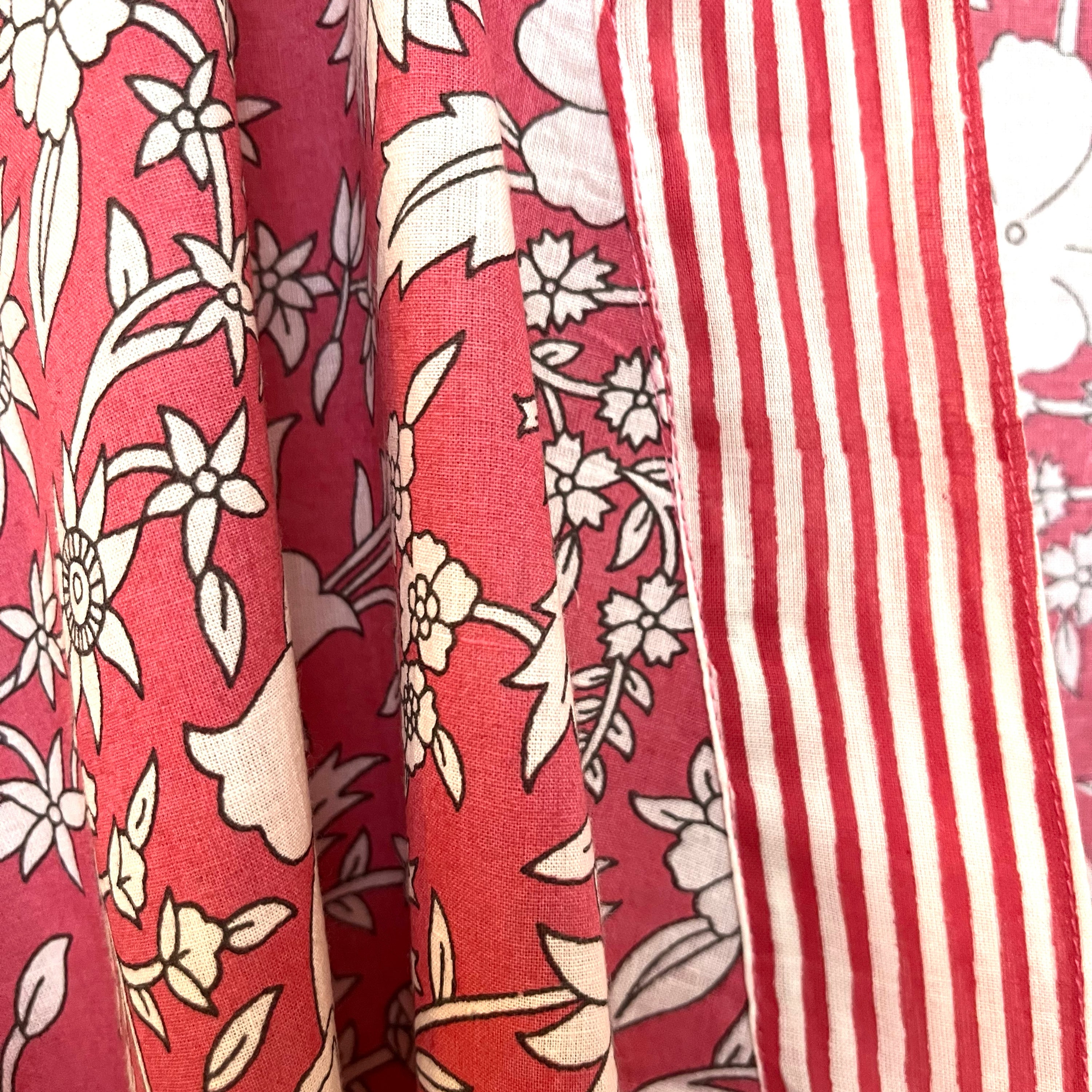 COTTON BLOCK PRINT KIMONO - ROSE PINK AND WHITE
