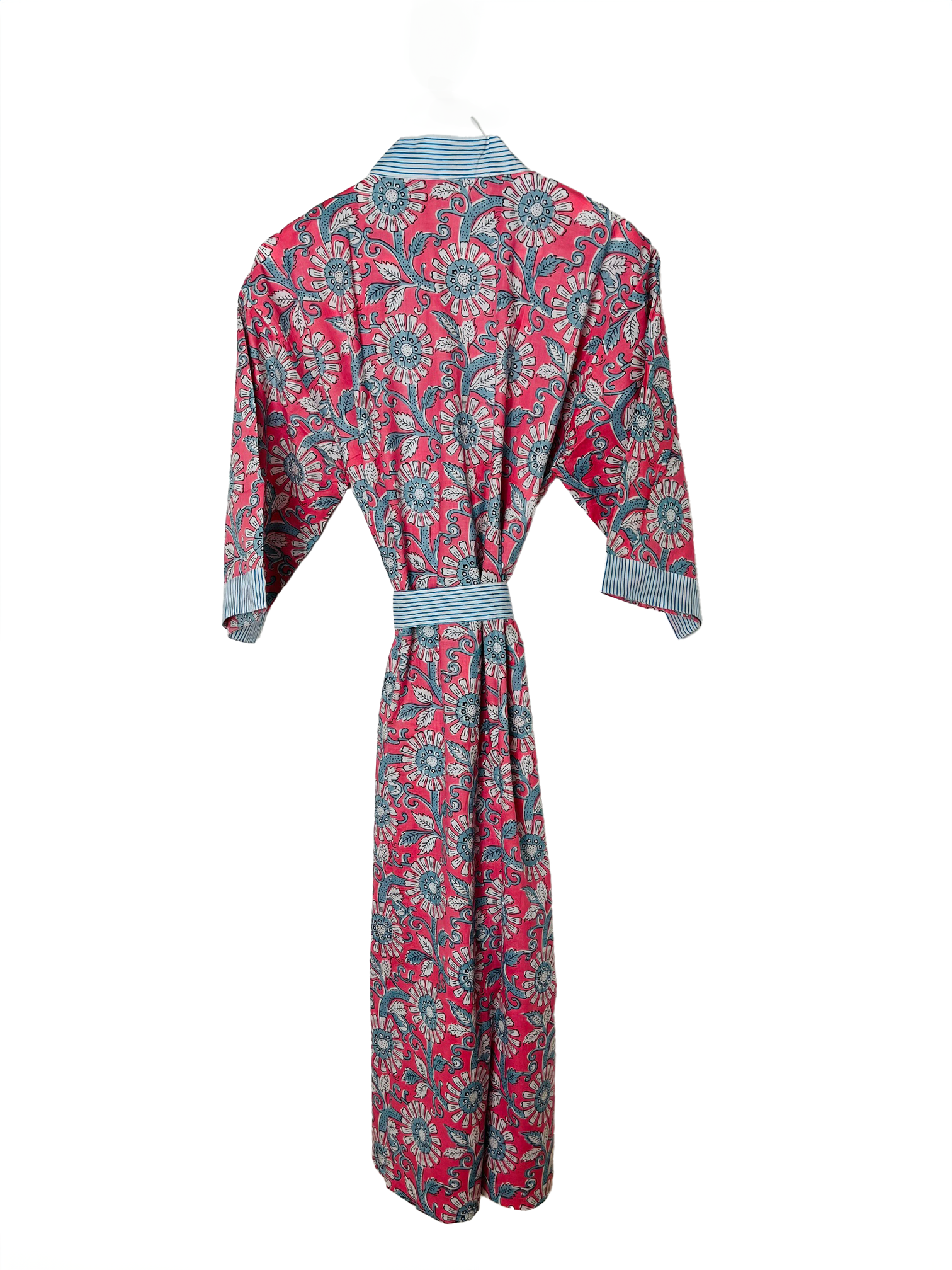 HAND PRINTED ROBE - ROSE/BLUE