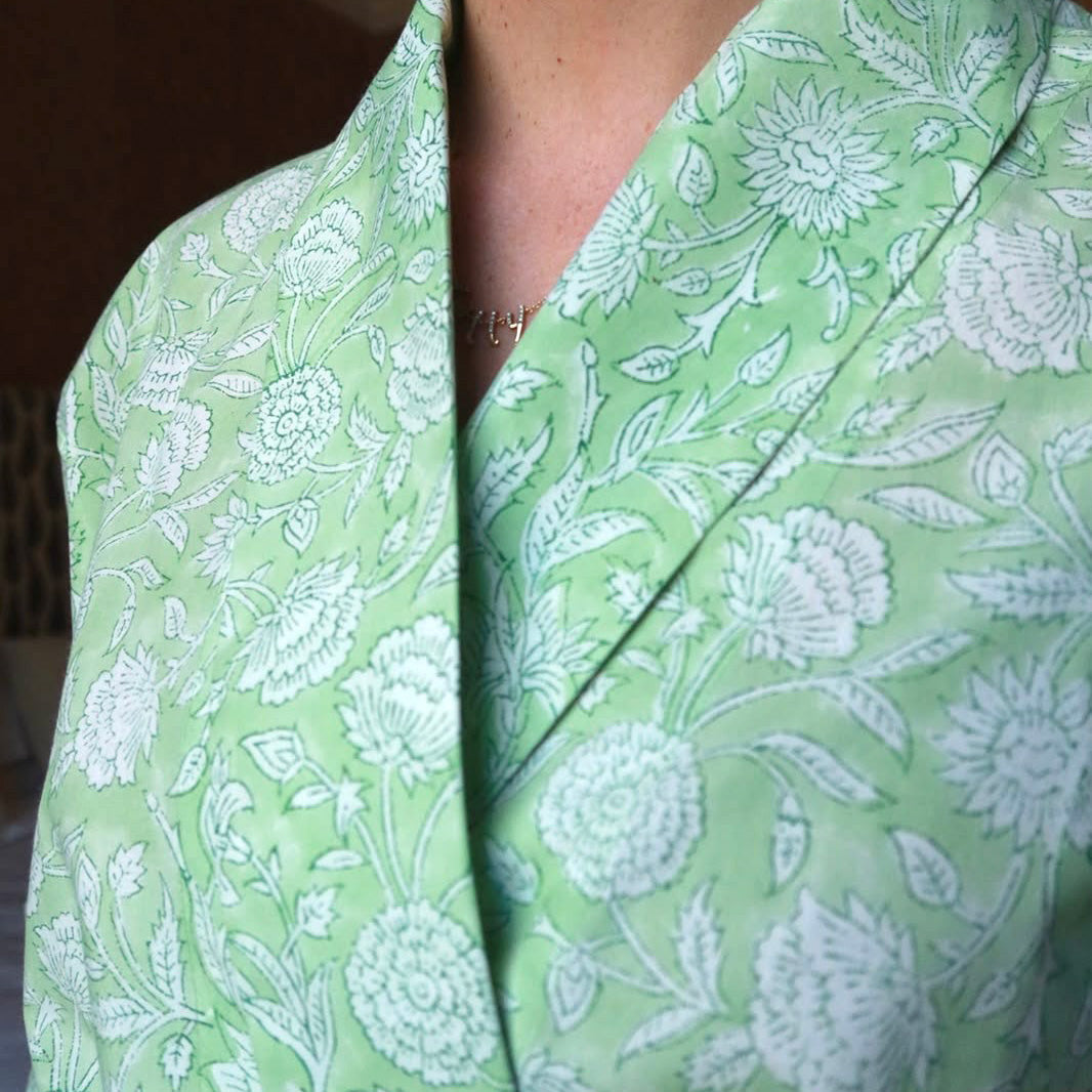 SIGNATURE COTTON ROBE - SAGE GREEN