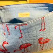 LAPTOP CASE - SKY BLUE AND PINK FLAMINGO