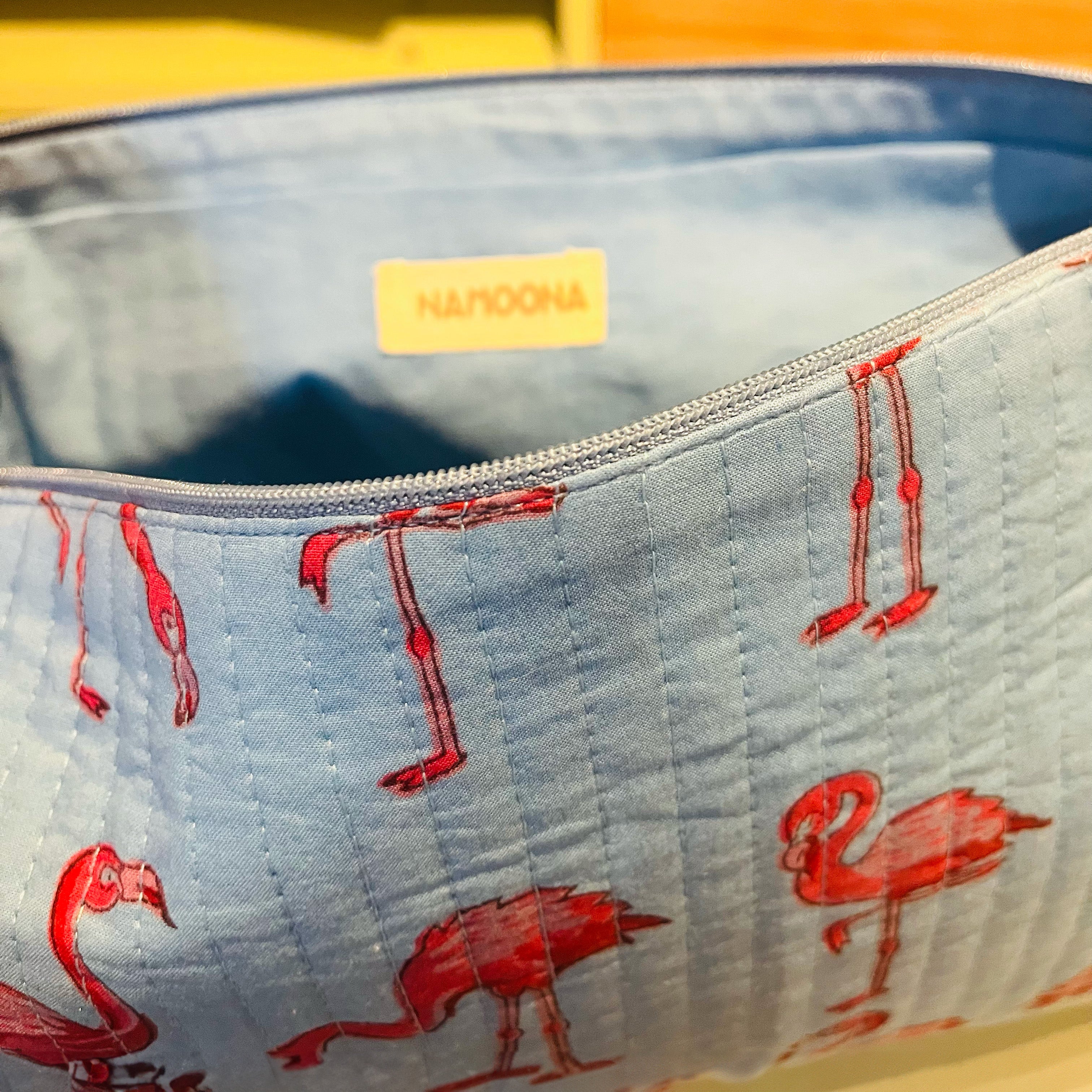 LAPTOP CASE - SKY BLUE AND PINK FLAMINGO