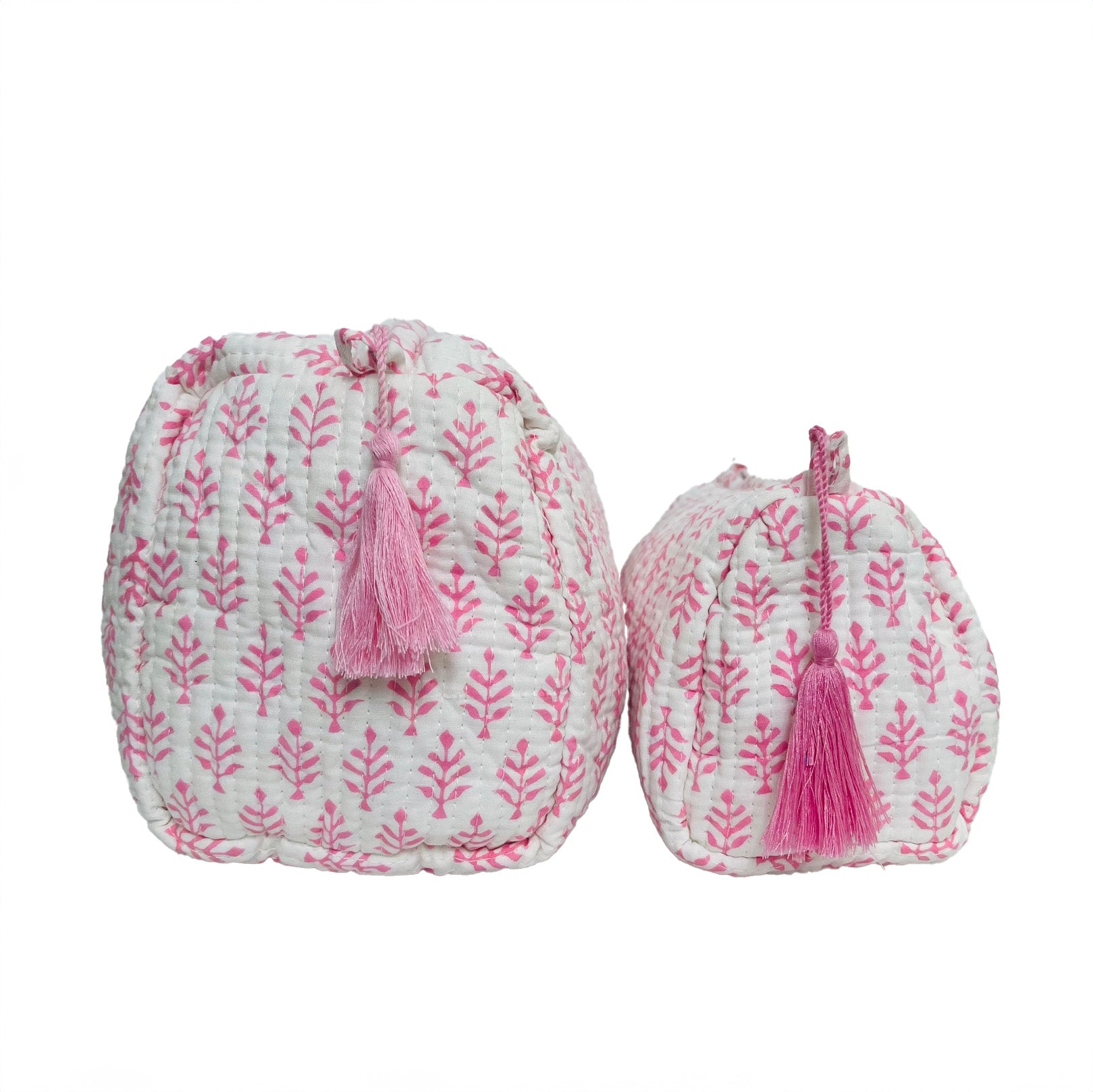 COTTON WASH BAG - PINK FERN