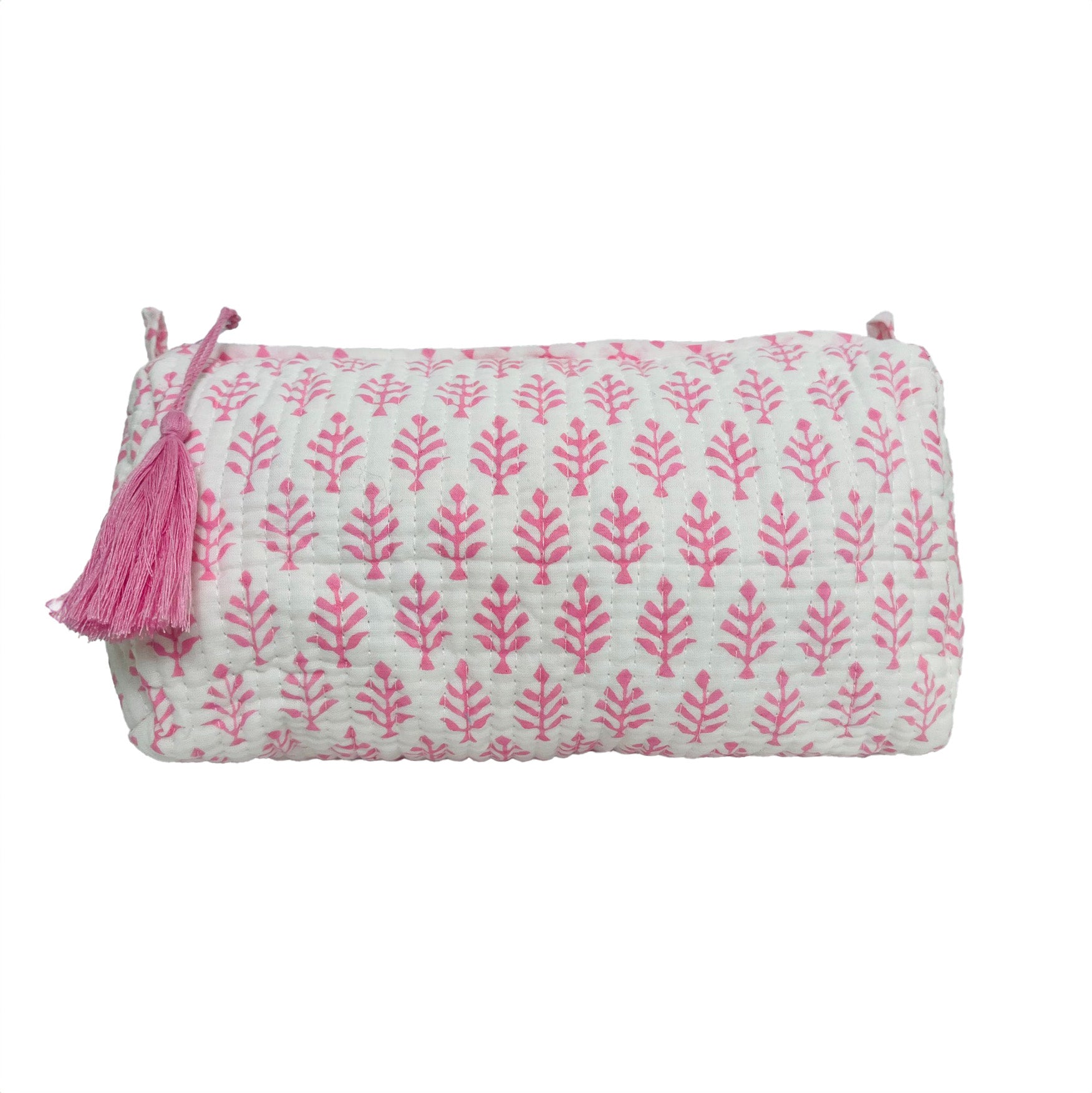 COTTON WASH BAG - PINK FERN