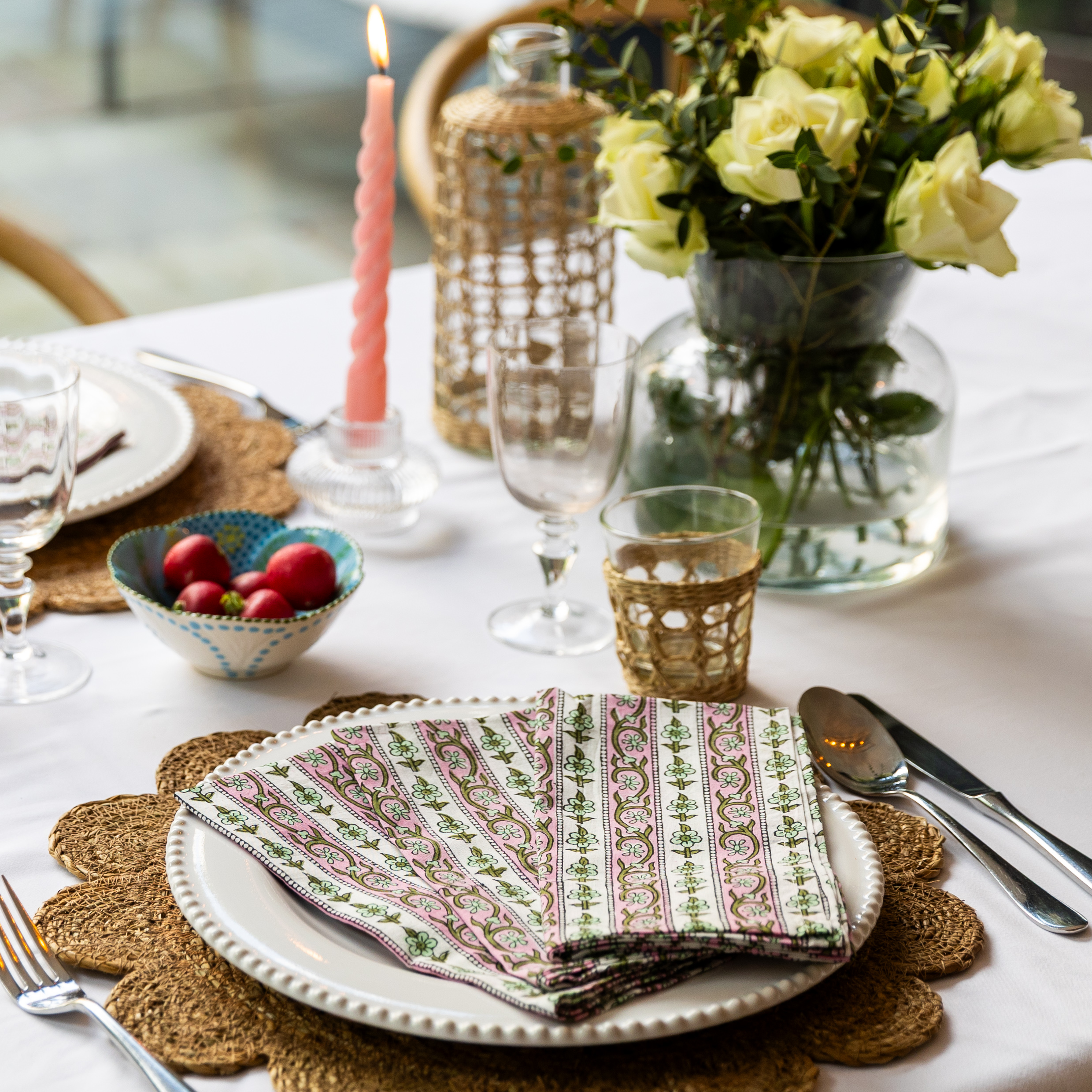 LIGHTWEIGHT NAPKINS - FLORAL STRIPE