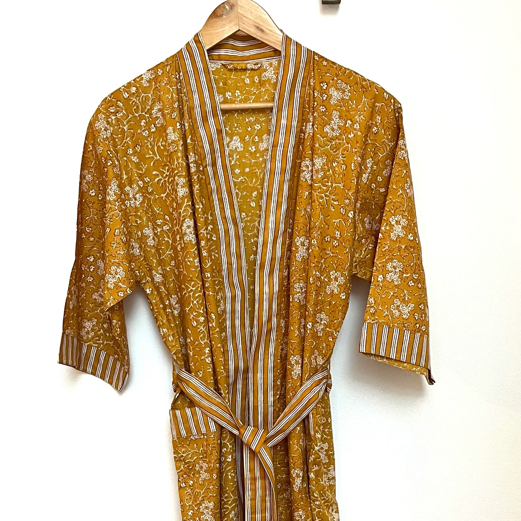 COTTON BLOCK PRINT KIMONO - TURMERIC