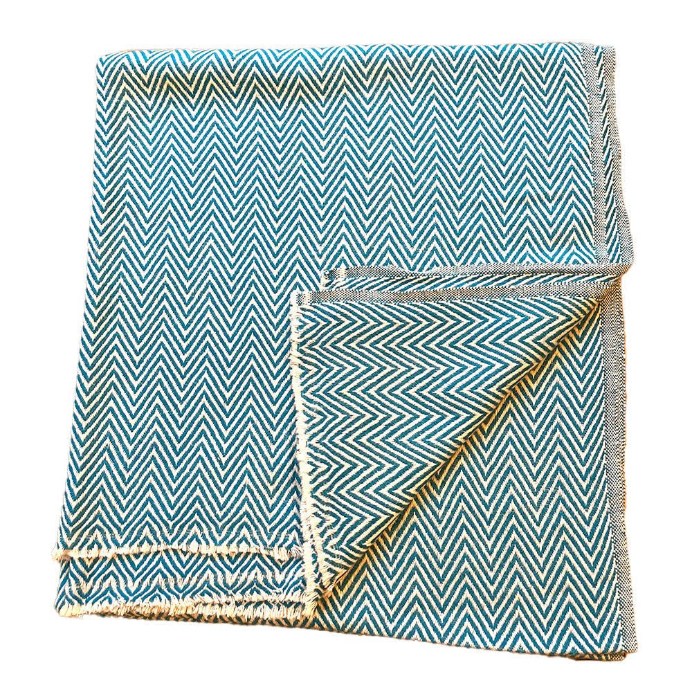 WOOL BLEND BLANKET - TURQUOISE