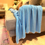 WOOL BLEND BLANKET - TURQUOISE