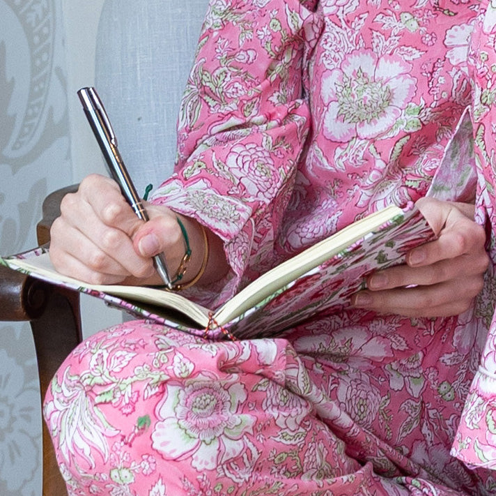 COTTON PYJAMAS & HANDMADE PAPER JOURNAL - PINK BLUSH