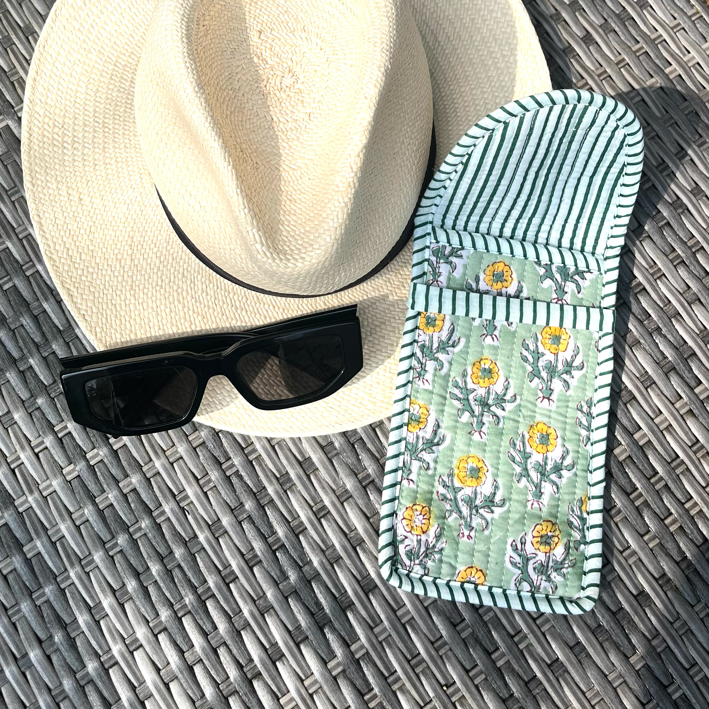 COTTON GLASSES CASE - YELLOW FLOWER